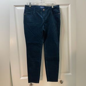 Old Navy Women’s 12 Petite Rockstar Mid-Rise Dark Blue Velvet Pants Tapered Leg